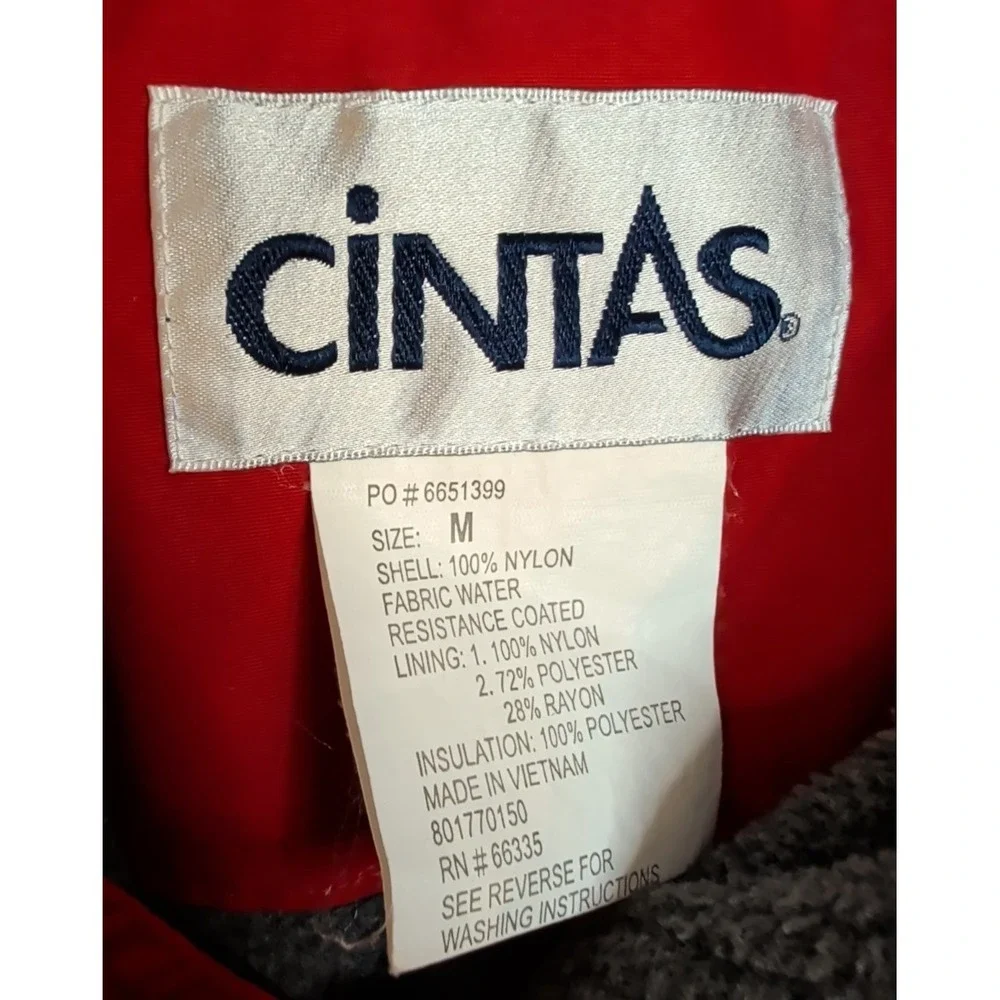 Cintas Averitt Red Jacket Mens‎ M Fleece Lined Full Zip Work Windbreaker